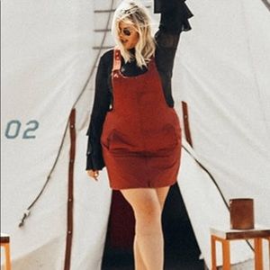 Plus size overall denim dress